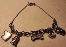 I Love My Dog Rhinestone Stainless Steel Charm Bracelet 5 Charm Slide Clasp