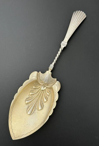 Gorham AESTHETIC Sterling Pie Cake Server Bright Cut Gold Wash