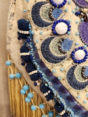 Labellum Bags Beaded Crossbody Boho by Hillary Scott | Color: Blue/Cream - Picture 4 of 17