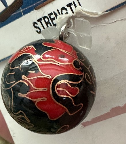 Vintage Harmony Chimes Bell Cloisonné Ball Pendant Charm 1” STRENGTH - Picture 2 of 4