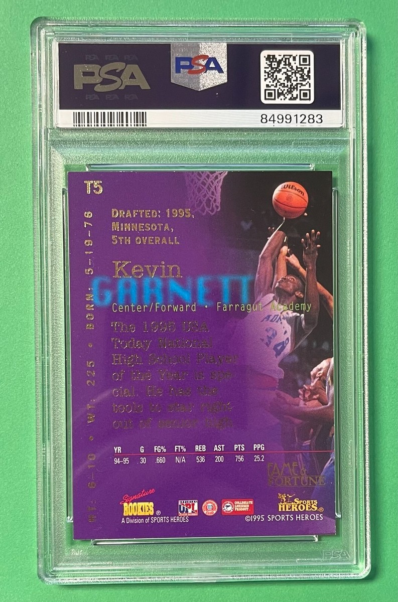 1995 SIGNATURE ROOKIES KEVIN GARNETT FAME & FORTUNE TOP 5