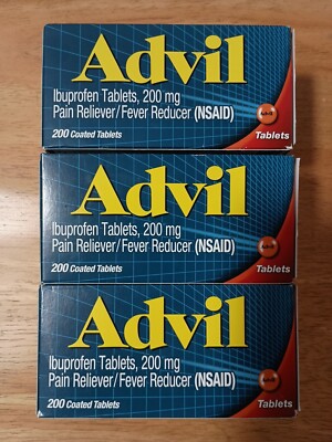 3-pack Advil Ibuprofen 200 Tablets, 200 mg, 600 total tabs