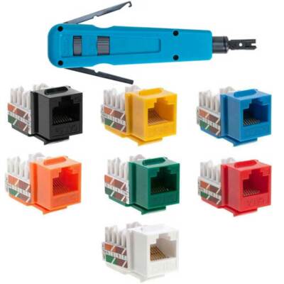 Cat5e Keystone Jack Network Ethernet RJ45 Tool Punch down Set kit lot