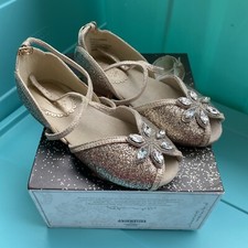 Joyfolie Girls Aubree Holiday Shoes Gold Ankle Strap Jewel Peep Toe Sandals Y1