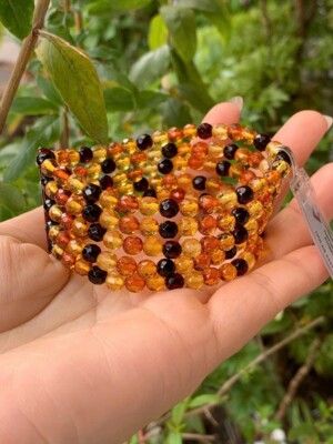 Natürlicher Bernstein hochwertiges 5 Stränge Perlenarmband, Bernsteinarmband, Handgelenk 15,5 cm