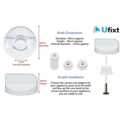 4 X MANOPOLE Di Controllo BIANCO Per Piano Cottura UNIVERSAL