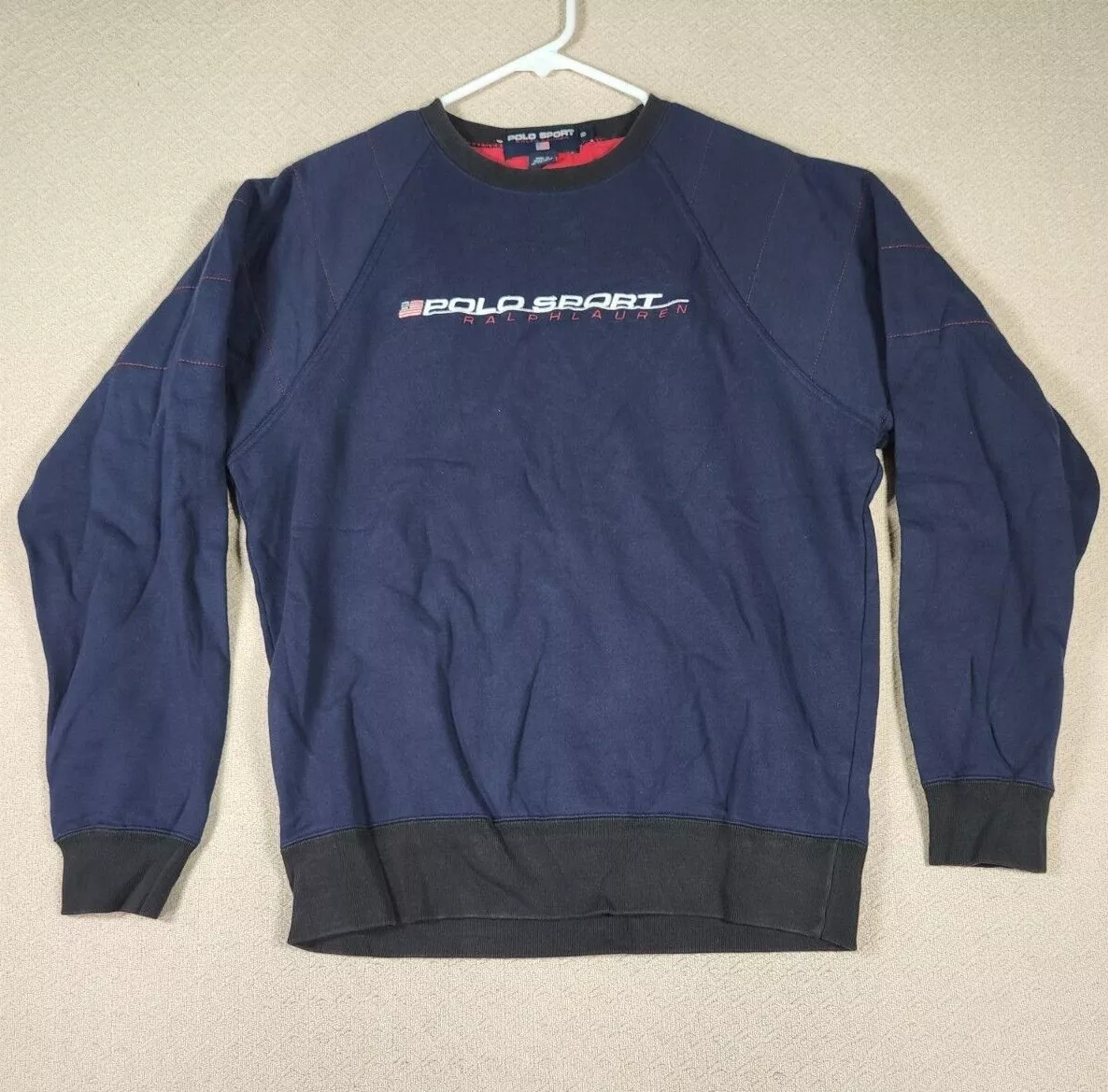 Vintage Ralph Laruen Polo Sport Sweater Mens Small S Fleece Pullover Blue EUC