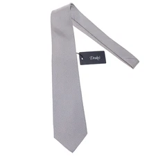 Drake's NWT Neck Tie in Blue & White Geometric Pattern 100% Silk