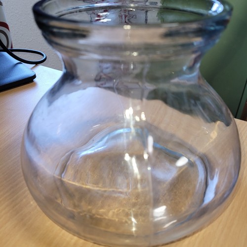 Round Clear Heavy Duty Glass Fishbowl Style Vase with Flared Mouth Vintage - Picture 3 of 9