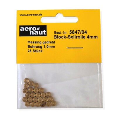 (0,36 /Stück) Block-Seilrolle 4,0 mm Bohrung 1,0 mm, 25er Pack