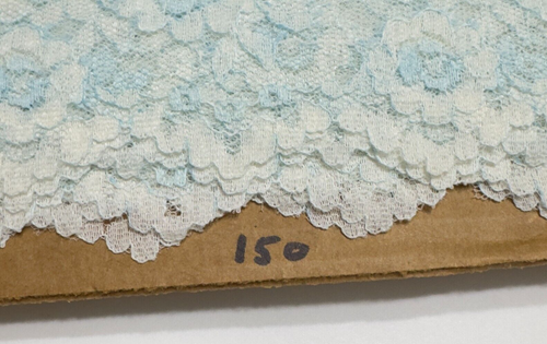 150 feet Vintage Double Scalloped Lace Trim Floral 3- 1/4" Light Blue and White - Picture 10 of 10