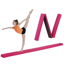 9FT Balance Beam Extra Firm Foam Anti-Slip Bottom Gymnastics Equipment Pink