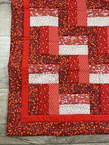 Vintage Blockhaus Baby Puppe Quilt Country American Hand Made Grandmothers Oma - Bild 4 von 9