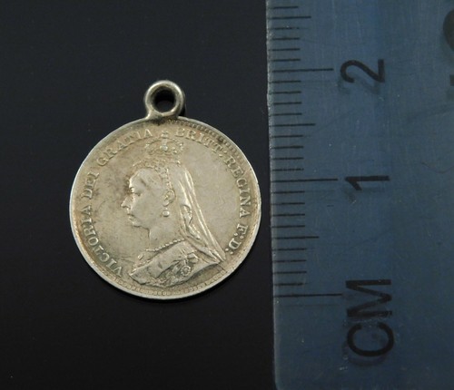 Antique Victorian Lucky Silver UK 3d Coin Fob Charm Love Token Keepsake - Picture 8 of 8