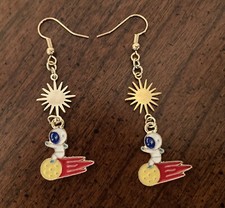 Astronaut Riding A Comet Earrings