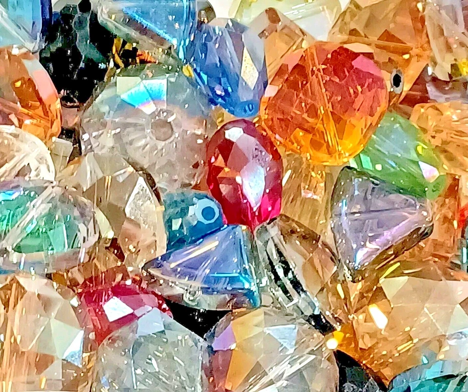 Lote de 60 piezas enormes cuentas de cristal cuentas sueltas de vidrio para hacer joyas estilo austriaco Foto 3 de 4