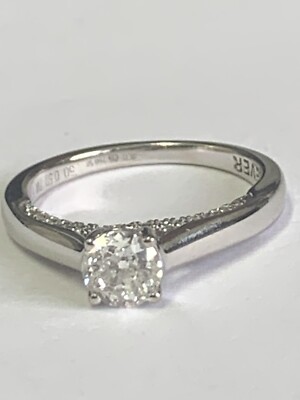 18 KT WEISSGOLD DIAMANT SOLITÄRRING - 0,50 KARAT - FÜR IMMER DIAMANT