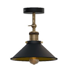 Image of Vintage Ceiling Flush Light Retro Industrial Metal Cone Shade E27 Ceiling Lamp