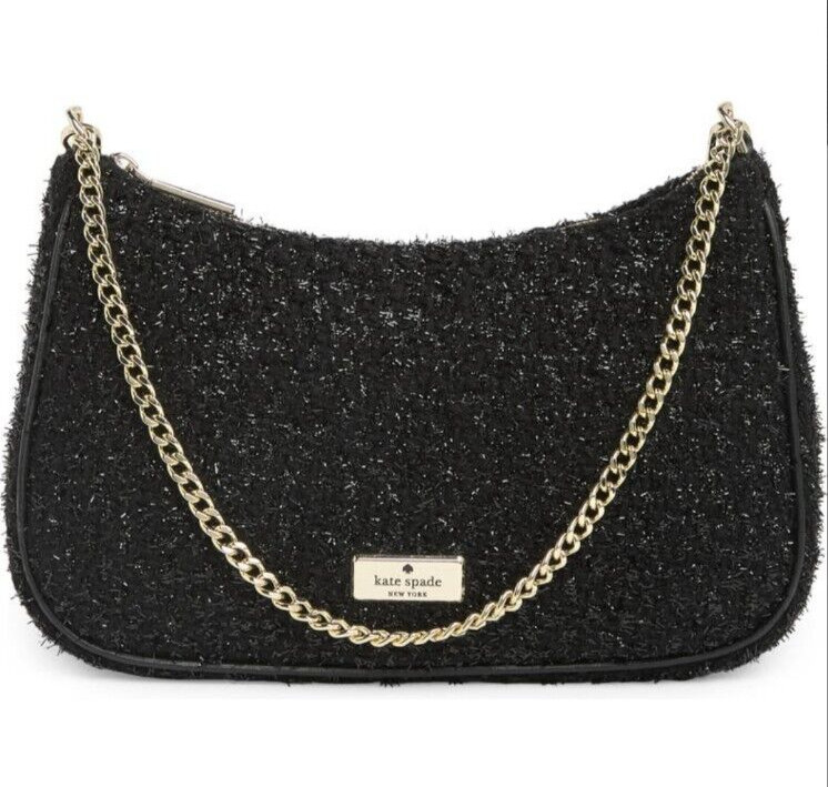 kate spade- Tinsel Tweed Textile Convertible Crossbody- Black Tinsel- NWT- $359