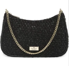 kate spade- Tinsel Tweed Textile Convertible Crossbody- Black Tinsel- NWT- $359