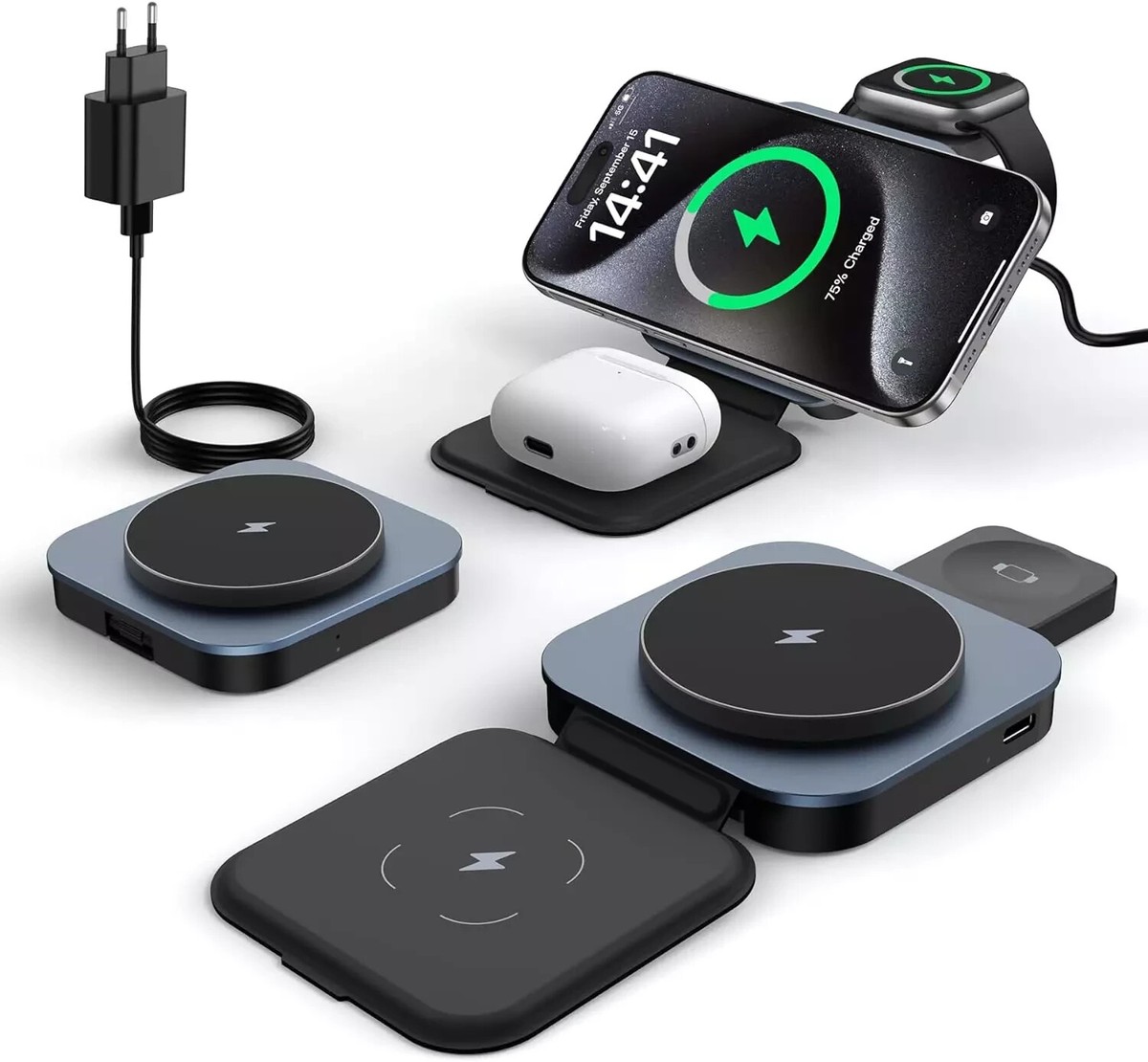 Caricatore Wireless Magnetico Auto Magsafe 15W Per IPhone 15/14/13/12, Supporto Ventosa Cruscotto/aria, Con Cavo USB-C
