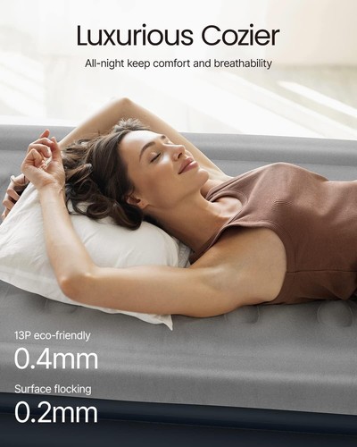 Single Size Air Mattress, Inflatable Airbed with Built-In Pump, 3 Mins Quick Sel - Picture 3 of 8