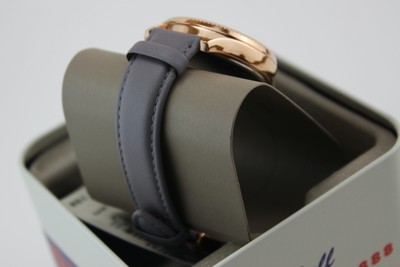 NEW AUTHENTIC FOSSIL RYE MULTIFUNCTION ROSE GOLD GREY LEATHER 