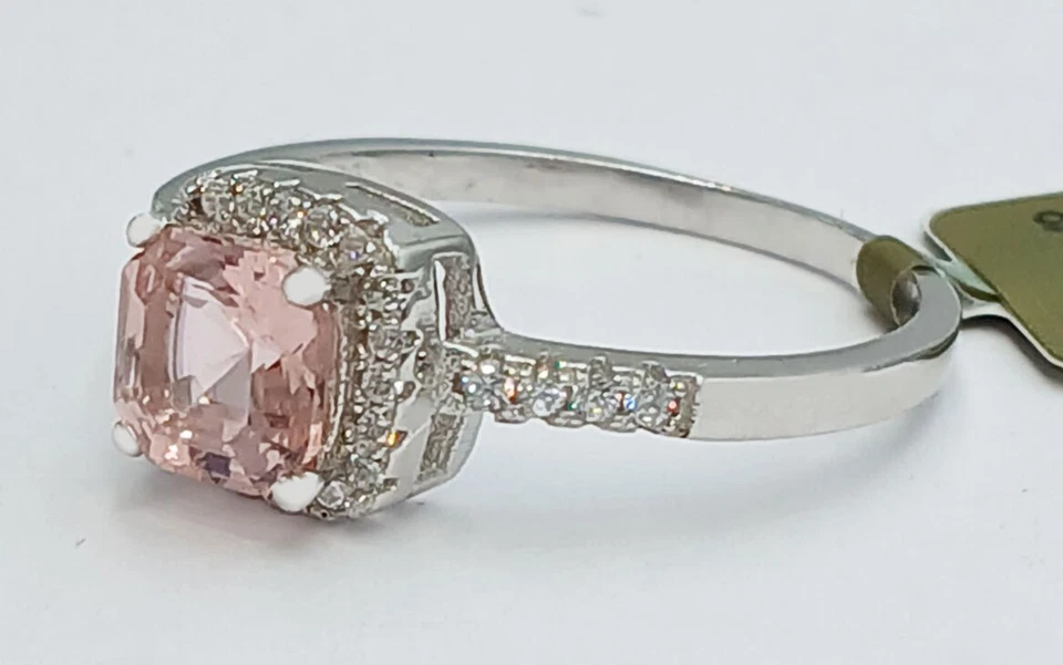 ANILLO MORGANITA Y ZAFIRO BLANCO GENUINO 0,92 quilates plata .925 - Nuevo con etiqueta Foto 3 de 4