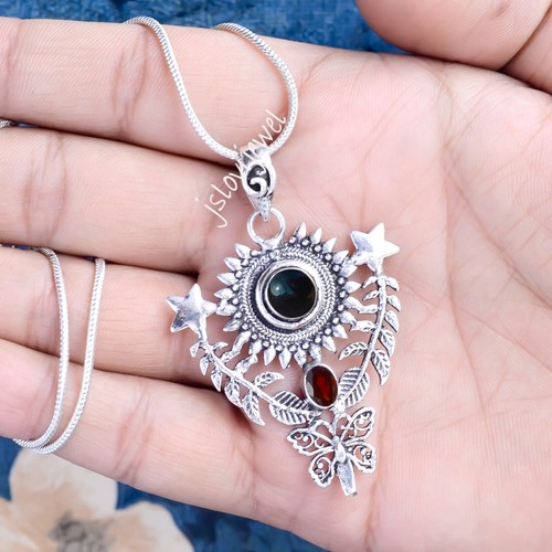 Pendentif En Argent Sterling 925 Fait à La Main En Turquoise Tibétaine