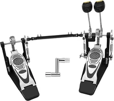 Double Bass Drum Pedal Kick Drum Pedal Double Chain Drive Adjustable Beater Head