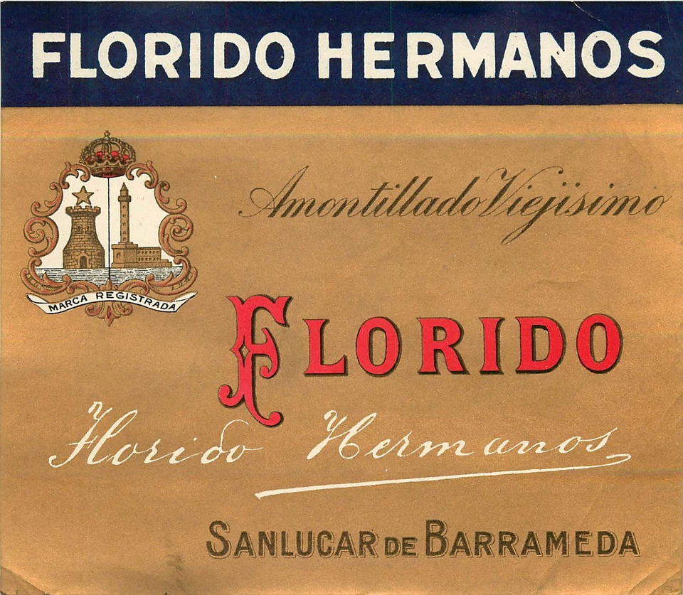 Florido Hermanos Amontillado Viejisimo Sanlucar de Barrameda Vintage Wine Label - Image 1 of 1