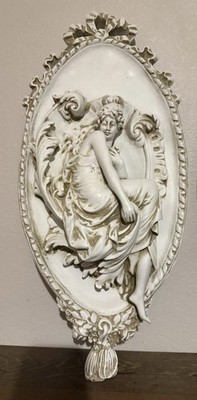 Renaissance Decor Wall Plaque Large Plaster Sconces Mid-Century Art 3D Juliet