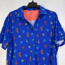 Birdie Bound Polo Shirt Mens Large Cocktails Golf Stretch Fun Top