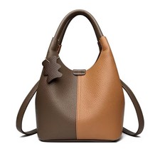 Women’s 2026 New Genuine Leather Fashion Single Shoulder Bucket Bag Crossbody UK