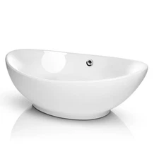 Ceramic Vessel Sink - Large Oval Bathroom Vanity Bowl - White