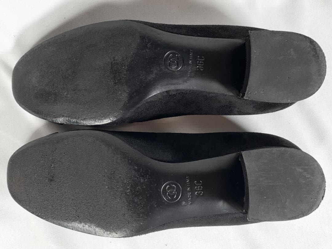 Chanel Pumps Shoes Coco Mark Black x Gold Suede Size 36 US About 6 For Women thumbnail 9