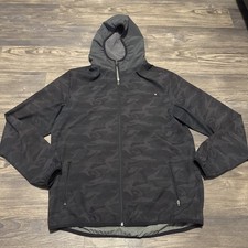 Vuori Outdoor Trainer Shell Black Camo Men's Hoodie Jacket Full Zip Sz Large
