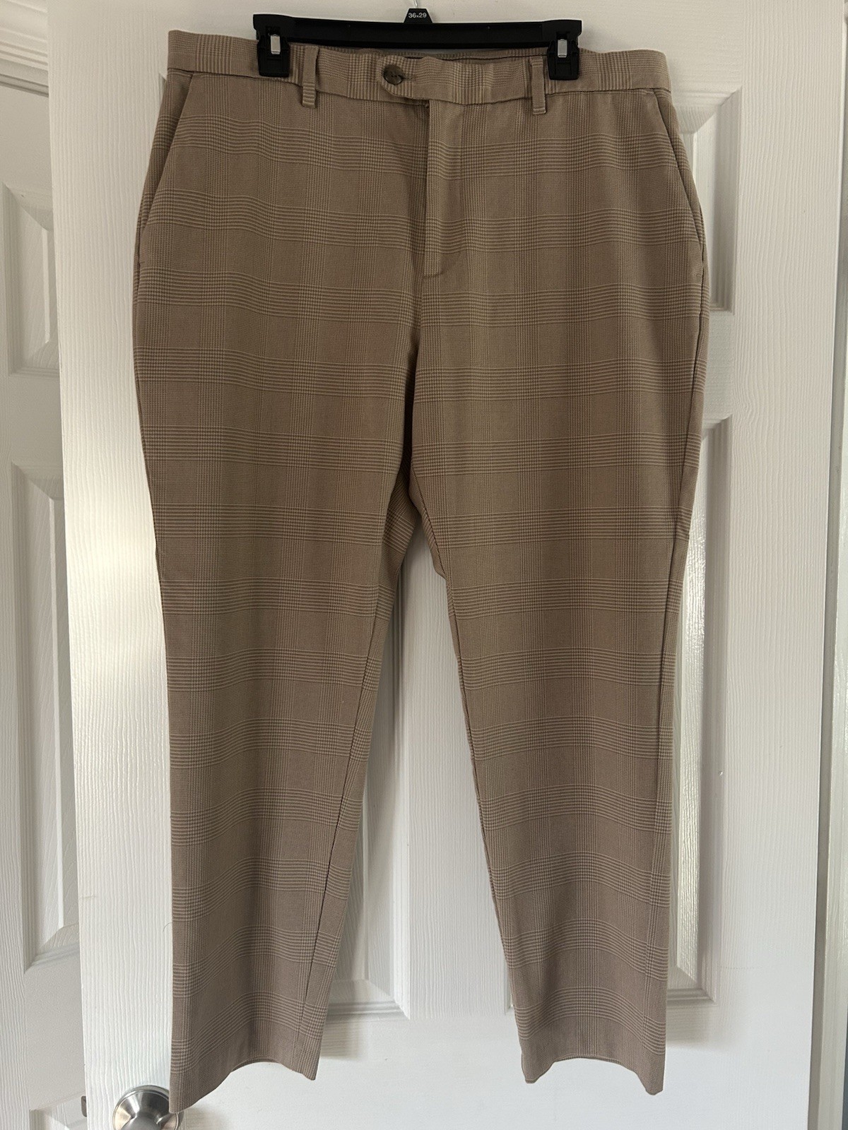 Banana Republic Men's Glen Plaid Slim Tapered Fit Pants Khaki