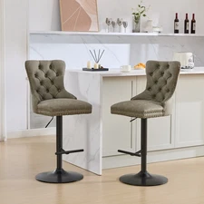A&A Furniture,Aged and Retro PU Swivel Barstools Adjusatble Seat Height from 26-