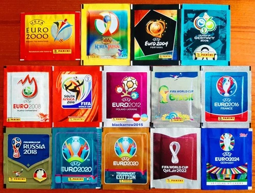 LOTTO 14 BUSTINE FIGURINE PANINI TOPPS EUROPEI/MONDIALI DA EURO 2000 AL 2024