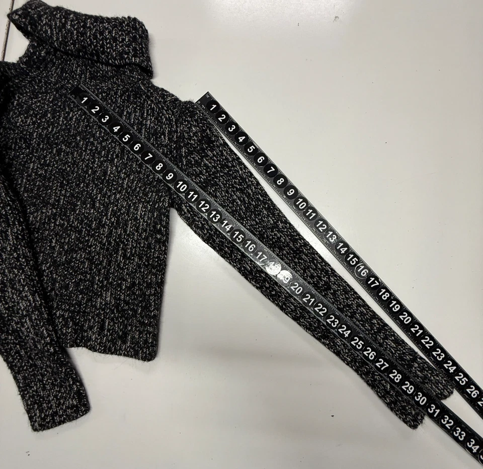 Theory 毛衣女式大号黑色灰色羊驼羊毛作物高领粗针织 — 第 4/4 张图片