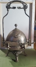 Silverplate Victorian Lift-lid Butter Dish  With All Original Pieces