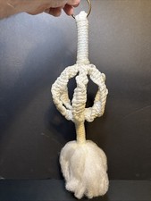 Vintage Macrame Plant Holder Beaded 16 Long Holds
