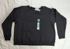 NWT Hanes Premium EcoSmart Womens Sz XL Black Crew Neck Fleece Lined Sweatshirt