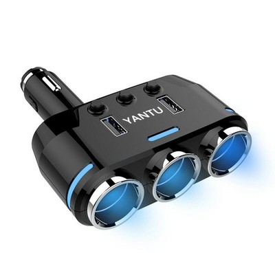 3 Way 12V/12-24V Car Cigarette Lighter Power Socket Splitter Adapter Dual USB