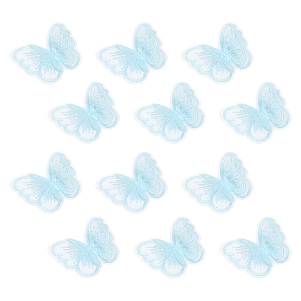 12 StüCk Schmetterlings-Spitzen-Applikationen 50Mm AufnäHpatches Hellblau-image