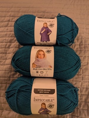 Loops & Threads Impeccable Teal Yarn 4.5 oz. 3 Skeins Lot Acrylic Medium 4