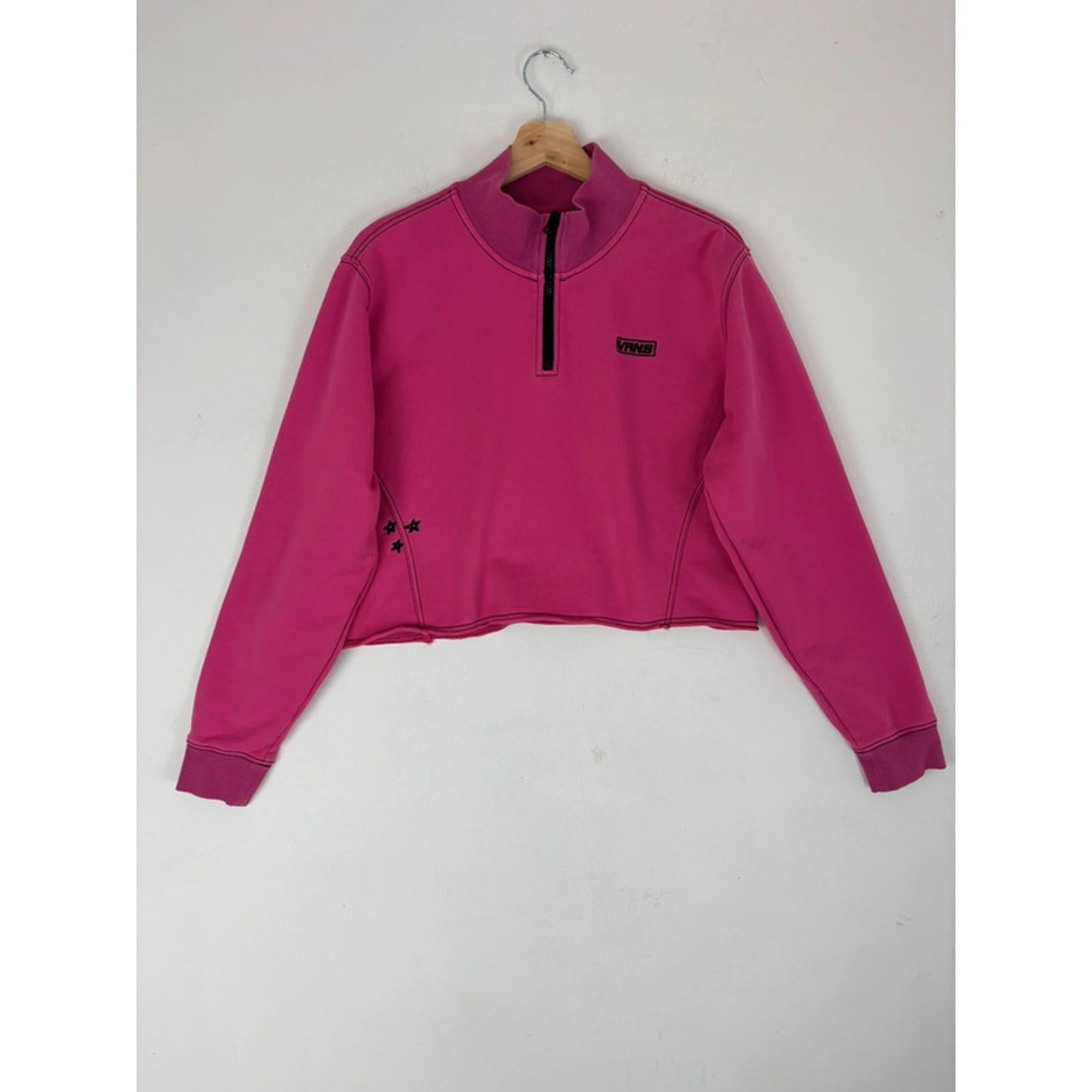 Vans Thread It Pink Half Zip Mock Neck Crop Sweatshirt Size M 00523