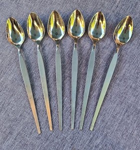 6 pcs Oneida Community SATINIQUE OLDER Iced Tea Spoons Stainless Steel VG Used