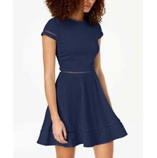 City Studios Juniors Short Sleeve Textured Fit And Flare Mini Dress Size 7 NWT